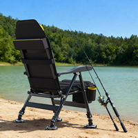 Chaise de pêche pliable d'extérieur avec dossier et repose-pieds réglables, coussin rembourré en polaire douce pour la pêche à la carpe
