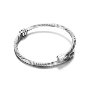 Yiwu Aceon Edelstahl 4MM Dickes Kabel Draht Plain DIY <span class=keywords><strong>Basis</strong></span> Schmuck Open Cuff Center Dreh haken für Charm Armreif - Product Image 4