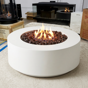 Modern White Outdoor Bioethanol <b>Fire</b> <b>Pit</b> <b>Table</b> Adjustable Flame Stainless Steel Base Vent Free Freestanding Fireplace for Hotel - Product Image 1