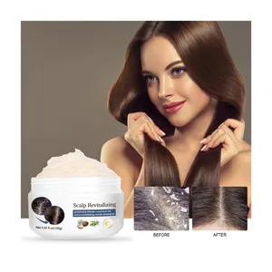 Creme esfoliante para couro cabeludo de marca própria personalizada OEM, creme esfoliante anti-caspa nutritivo, suave e limpador 2 em 1 shampoo