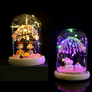 ของขวัญวันวาเลนไทน์ ดอกซากุระอมตะในตู้โชว์แก้วใส พร้อมตุ๊กตาคู่รักประดับตกแต่ง - Product Image 1