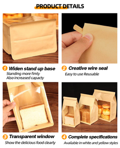 Environmentally Friendly Brown and White Kraft Paper Bag with Reusable Iron Wire Sealing for Toast Kraft Paper Bag With Window - Product Image 5