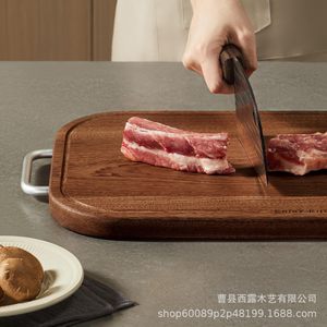 Leking <b>Wooden</b> Cutting Board 40.6x27.9cm Double Sided Kitchen Chopping <b>Block</b> With Handle Solid Wood Rectangle Shape - Product Image 4