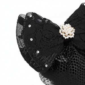 Couverture de chignon <span class=keywords><strong>filet</strong></span> Snood <span class=keywords><strong>filet</strong></span> à <span class=keywords><strong>cheveux</strong></span> nœud papillon décor femmes perles pince à <span class=keywords><strong>cheveux</strong></span> nœud dentelle fleur cristal - Product Image 3