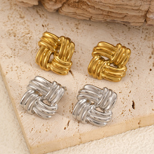 Geometric Square <b>Stud</b> <b>Earrings</b> In Gold And <b>Silver</b> Color For Women Fashion Party Jewelry - Product Image 1