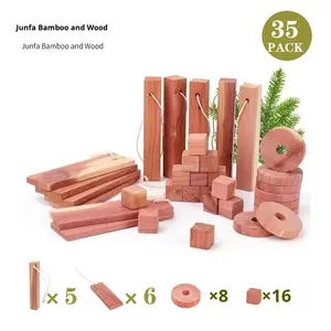 Ensemble de 35 <span class=keywords><strong>copeaux</strong></span> de bois de cèdre <span class=keywords><strong>rouge</strong></span>, anneaux, bandes parfumées, design moderne et simple pour la cuisine, l'armoire, les chaussures, les vêtements, protecteurs - Product Image 3