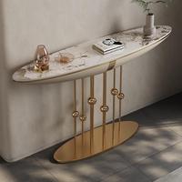 Table console moderne de luxe avec plateau en marbre, design en acier inoxydable, table d'appoint simple pour le salon, meubles pour l'entrée