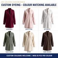 Robe tunique personnalisée pour femme, coupe droite, demi-zip, manches à revers, poche latérale, surpiqûres, vente en gros, usine OEM ODM