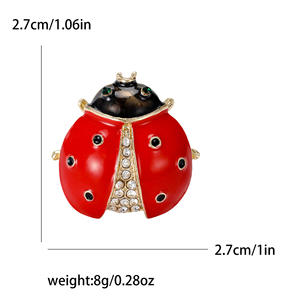 Joyería nuevo Metal Aleación de Zinc alta moda Feliz Año Nuevo joyería mujeres cristal Animal Beatle mariquita insecto broche - Product Image 6
