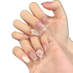 <span class=keywords><strong>Uñas</strong></span> postizas de marca privada, estilo minimalista, color nude, con diseño de ojo de gato y flor de hielo, para uso diario, cortas, hechas a mano, al por mayor - Product Image 5
