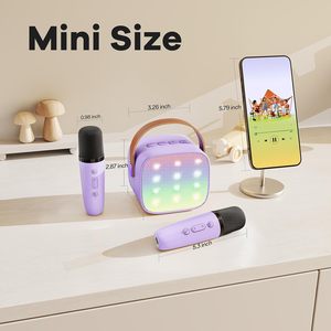 Máquina de Karaoke LED portátil para niños, altavoz inalámbrico con micrófonos, regalo de fiesta de Navidad, juguete electrónico para niños - Product Image 5