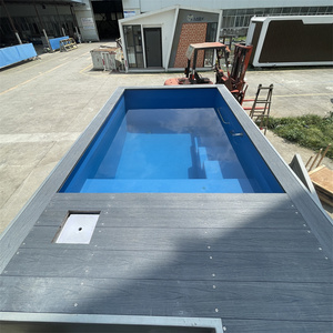 Piscine hors sol en conteneur pour petit jardin |   Piscine sur le toit avec escalier et terrasse en bois |   Piscine pour couples, aucun permis requis - Product Image 3