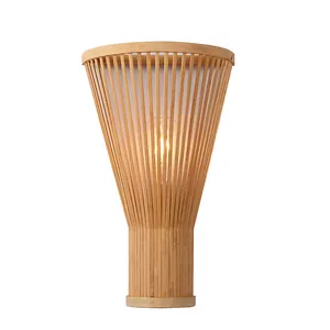 Lámpara de Pared de Bambú con Luz Tejida Hecha a Mano, Decoración Creativa para Dormitorio, Mesita de Noche y Pasillo