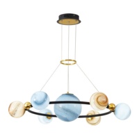 Lustre Planète Spatiale, Lampe Suspendue Étoile pour Salon, LED Moderne Minimaliste, Intensité Variable, Bleu Rouge, Métal Verre, 360 CRI 85