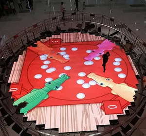 Layar LED lantai dansa Game, layar LED lantai Video Digital ubin penuh warna interaktif untuk permainan Video panggung Display LED