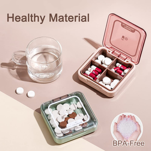 กล่องเก็บยาแบบพกพา 4 ช่องพลาสติก PP ป้องกันฝุ่นและความชื้น กล่องเก็บยา - Product Image 2