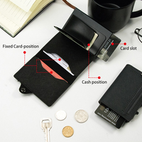 Casekey dompet kartu kredit, grosir ramping kulit ID kartu kredit dompet kartu Saffiano Kulit tombol tekan samping Pop Up Dompet aluminium pintar