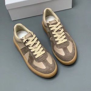 Retro Color-Block Thick Sole Training Shoes for Women <b>Matte</b> Leather Height Enhancing Versatile <b>Rubber</b> Sole Casual Sneakers - Product Image 4