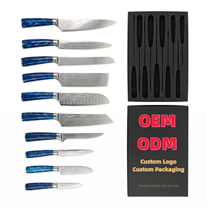 Couteau de cuisine japonais MANJIA <span class=keywords><strong>en</strong></span> acier inoxydable avec manche <span class=keywords><strong>en</strong></span> résine, motif Damas, couteau de chef Santoku Nakiri, couteau <span class=keywords><strong>à</strong></span> <span class=keywords><strong>pain</strong></span>, boîte personnalisée - Product Image 3