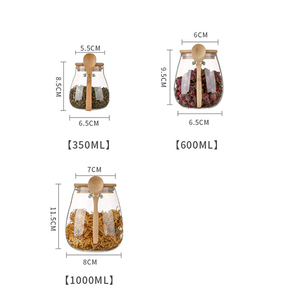 Vaso di <span class=keywords><strong>vetro</strong></span> da cucina all'ingrosso barattolo di <span class=keywords><strong>spezie</strong></span> in <span class=keywords><strong>vetro</strong></span> coperchio in legno di bambù contenitore per alimenti con cucchiaio - Product Image 6