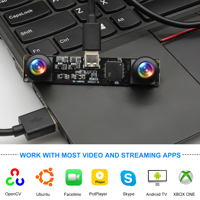 Cámara USB 3D Estéreo VR Sincrónica de 4MP y 60fps, 3840*1080P UVC, Módulo de Cámara Mini USB de Doble Lente con Lente Gran Angular de 180 Grados