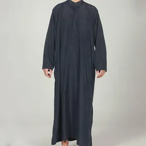 新设计伊斯兰thobe jubba男士棉缎abaya套装制造商穆斯林服装设计2024