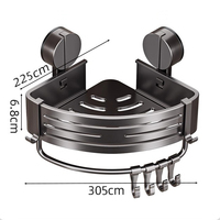 Étagère d'angle de salle de bain triangulaire moderne en aluminium sur mesure OEM, étanche, sans perçage, organisateur de rangement de douche avec crochets, fixation murale