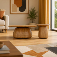 Table basse/d'appoint en bois massif de style européen Yidao Creative, cadre en acier inoxydable, design simple, de la marque IDAO Global Supermarket.