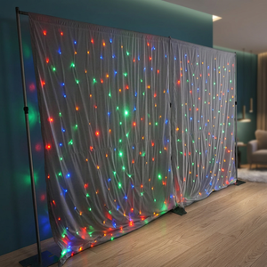 White Velvet <b>Star</b> Curtain <b>LED</b> with Meteor Light Strips for Concert and Party Use - Product Image 6
