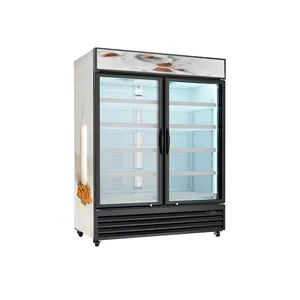 Fournisseur professionnel réfrigérateur congélateur commercial grande capacité avec porte en verre pour produits laitiers
