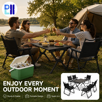Ensemble table et chaises pliantes d'extérieur noires, mobilier de camping portable pour pique-nique, jardin et plage