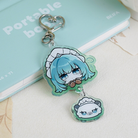 Porte-clés en acrylique transparent personnalisé avec impression d'anime, paillettes, charme de dessin animé, porte-clés artisanal en acrylique
