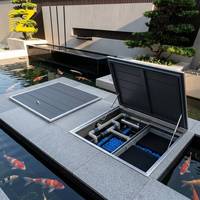 Couverture de bassin sur mesure à rabat, résistante aux intempéries, avec cadre en alliage 6063 et planches de terrasse en composite à âme en aluminium pour bassin à carpes koï de jardin