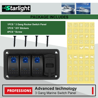 Panneau de commande LED 3 interrupteurs IP65 avec voltmètre 4.8A double USB style Carling Contura pour camping-car bateau marine 12V 24V pré-câblé