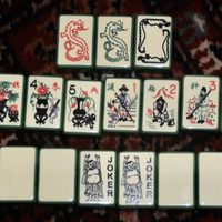 Tuiles de Mahjong Classiques Édition Bordure Verte 160 Pièces en Acrylique Caractères Chinois Vintage Dragon Phénix pour Soirée Thème Jeux