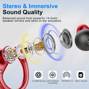Nouveaux écouteurs sans fil pour les sports de course, écouteurs sans fil avec crochets d'oreille Pure Bass Sound, 60h <span class=keywords><strong>sur</strong></span> l'oreille casque avec double led - Product Image 2