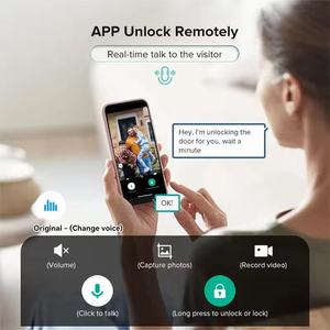 Serrure intelligente contrôlée par l'application Tuya, reconnaissance faciale 3D et empreintes digitales, clavier numérique à écran tactile, code clé pour porte en bois, usage domestique - Product Image 3