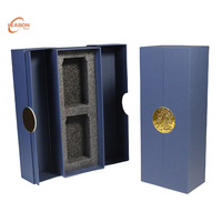 Boîte en carton rigide recyclé à double porte magnétique avec insert en mousse EVA pour coffrets cadeaux de bouteilles de vin rouge