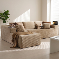 Sofa Modular Bentuk L Modern Hemat Ruang, Set Sofa Sectional dengan Chaise Lounge yang Dapat Dibalik, Sofa Bed Isi Spons, Penutup Beludru untuk Ruang Tamu