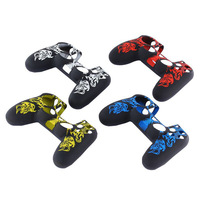 Étui en silicone pour manette PS4 pour PlayStation 4, housse de protection en silicone pour manette de jeu avec protège-sticks analogiques