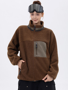 Combinaison <span class=keywords><strong>de</strong></span> <span class=keywords><strong>ski</strong></span> décontractée d'hiver en laine d'agneau à col montant pour hommes, <span class=keywords><strong>veste</strong></span> polaire chaude avec fermeture à glissière, conception transfrontalière - Product Image 3