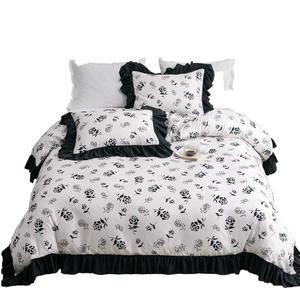 Parure de lit 4 pièces en polyester délavé motif dentelle noire style western pour la vente en gros - Product Image 1