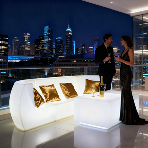 Muebles de Bar Modernos y Ecológicos para Exteriores, Iluminación con Control Remoto, Cojines Suaves con Cambio de Color, Barra Lumbar - Product Image 2