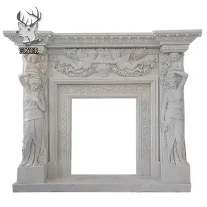 Customized Home Luxury Modern Sale Carved Marble Fireplace Mantel Freestanding Marble Fireplaces