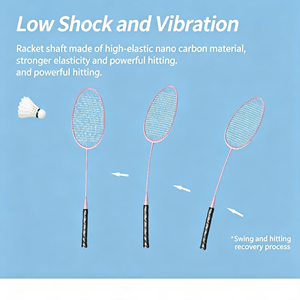 Raquette de badminton avec volants, ensemble de raquettes légères en fibre de carbone et graphite, raquette pré-cordée avec grip pour le jeu familial - Product Image 3