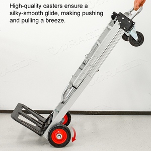 2 in 1 Aluminium-Klapp wagen Hochleistungs-Multifunktions-Handwagen mit Stahl plattform Allrad-OEM-anpassbarer Handwagen - Product Image 3
