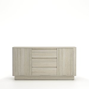 Buffet moderne à cotes côtelées avec poignées dorées et design à bords arrondis - Product Image 3