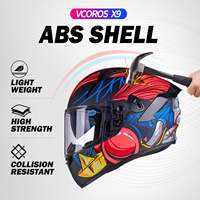 Casque cycliste intégral, casque de moto X9 unisexe avec pare-soleil intérieur et poches pour haut-parleurs Bluetooth Approuvé par le DOT