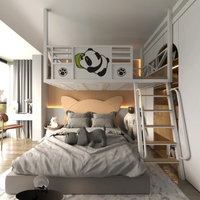 Lit de style loft pour petit appartement, lit surélevé gain de place, lit supérieur suspendu pour duplex