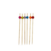 Brochettes à cocktail jetables écologiques en bambou avec boule colorée en tête